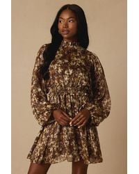 Lulus - Andie Multi Abstract Floral Mock Neck Mini Dress - Lyst