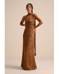 Lulus - Rashona Burnout Sash Scarf Maxi Dress - Lyst