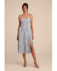 Lulus - Loveliest Looks Floral Jacquard Tie-Strap Midi Dress - Lyst