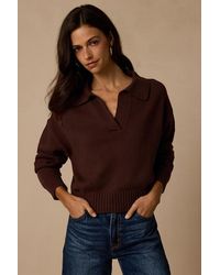 Lulus - Cozy Forecast Dark Collared Pullover Sweater - Lyst