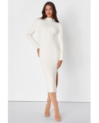 Lulus - Irresistible Feelings Fuzzy Knit Midi Sweater Dress - Lyst