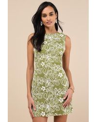 Lulus - Fenicia Abstract Floral Embroidered Mini Dress - Lyst