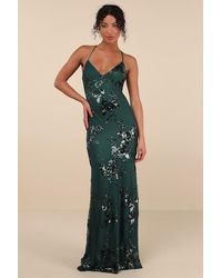 Lulus - Valhalla Sequin Lace-Up Maxi Dress - Lyst