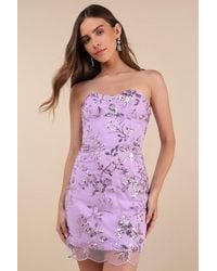 Lulus - Confident Sensation Sequin Strapless Bustier Mini Dress - Lyst