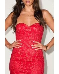 Lulus - Exquisite Sensation Floral Embroidered Strapless Mini Dress - Lyst