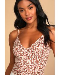 Lulus - Each And Every Bloom Floral Print Sleeveless Bodysuit - Lyst