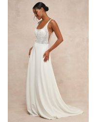Lulus - Positively Romantic Sheer Mesh Embroidered Maxi Dress - Lyst