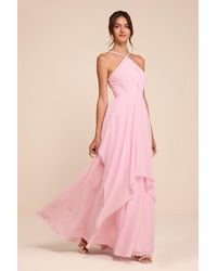 Lulus - Aletta Tiered Halter Maxi Dress - Lyst
