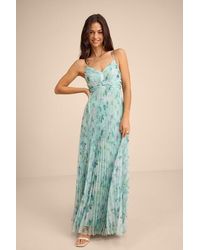 Lulus - Whitley Floral Pleated Sleeveless Maxi Dress - Lyst