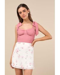 Lulus - Gracefully Sweet Bustier Tie-Strap Tank Top - Lyst