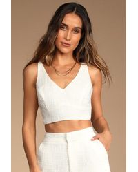 Lulus - Chic And Sophisticated Tweed Cropped Tank Top - Lyst