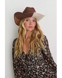 Lulus - Faithe Color Block Suede Cowboy Hat - Lyst