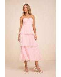 Lulus - Seriously Sensational Strapless Tiered Midi Dress - Lyst