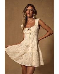 Lulus - Antionette Cream Embroidered Sequin Button-Front Mini Dress - Lyst