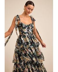 Lulus - Svea Floral Tiered Tie-Strap Midi Dress - Lyst