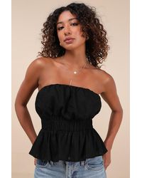 Lulus - Georgie Strapless Peplum Top - Lyst