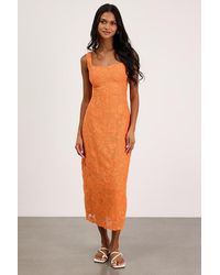 Lulus - Larine Abstract Floral Embroidered Midi Dress - Lyst