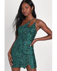 Lulus - Alluring Shine Sequin One-Shoulder Mini Dress - Lyst