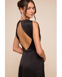 Lulus - Marybeth Satin Open-Back Maxi Dress - Lyst
