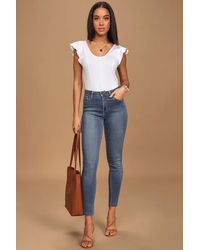 Just Black - Aralia Medium Wash High-Rise Skinny Jeans - Lyst