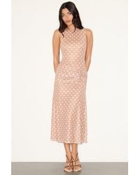 AFRM LOS ANGELES - Loren Polka Dot Mesh Ruched Midi Dress - Lyst