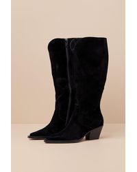 Dolce Vita - Raj Wide Calf Onyx Suede Leather Pointed-Toe Knee-High Boots - Lyst