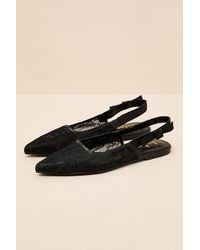 Lulus - Brianna Lace Pointed-Toe Slingback Flats - Lyst