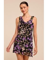 Lulus - Odette Floral Cowl Neck Mini Dress - Lyst