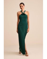 Lulus - Bisian Velvet Bow Backless Apron Maxi Dress - Lyst