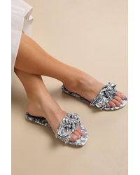 Steve Madden - Misha Multi Floral Knotted Pearl Slide Sandals - Lyst