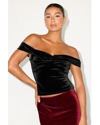 Lulus - Ideal Attraction Velvet Off-The-Shoulder Top - Lyst