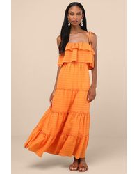 Lulus - Inaya Textured Tie-Strap Tiered Maxi Dress - Lyst