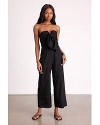 Lulus - Sunshine Aura Tie-Front Strapless Jumpsuit - Lyst