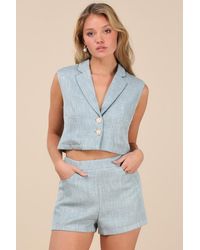 Lulus - Perfect Company Tweed High-Waisted Shorts - Lyst