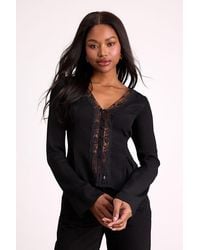 Lulus - Pomona Lace Button-Front Long Sleeve Top - Lyst
