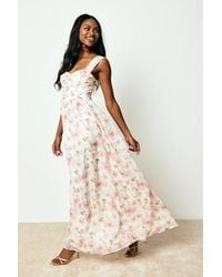 Lulus - Evelise Cream Floral Sleeveless Maxi Dress - Lyst