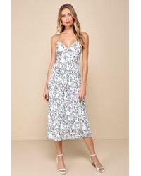 Lulus - Poise And Perfection Floral Print Pleated Midi Dress - Lyst