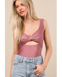 Lulus - Basima Cutout Twist-Front Sleeveless Bodysuit - Lyst