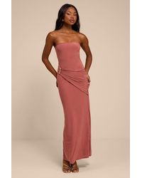 Lulus - Shiloh Rose Jersey Knit Column Maxi Dress - Lyst
