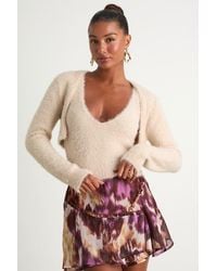 Lulus - Mekea Eyelash Knit Tank Top And Cropped Cardigan Set - Lyst