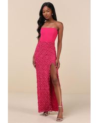 Lulus - Ravishing Appeal 3D Floral Applique Strapless Maxi Dress - Lyst