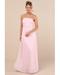 Lulus - Celebratory Aesthetic Pleated Strapless Maxi Dress - Lyst
