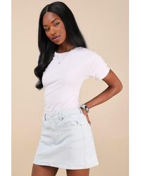 Daze Denim - Malibu Light Wash Striped Denim Mini Skirt - Lyst