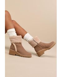 Dolce Vita - Hug H20 Mushroom Suede Leather Faux Fur Ankle Booties - Lyst