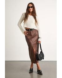 Lulus - Tamsin Vegan Leather High-Rise Midi Skirt - Lyst