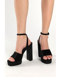 Lulus - Gorgyy Velvet Platform High Heel Sandals - Lyst