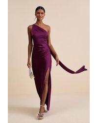 Lulus - Signature Elegance Satin One-Shoulder Maxi Dress - Lyst