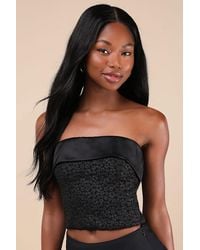 Lulus - Envied Confidence Jacquard Cropped Strapless Top - Lyst