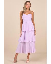 Lulus - Cascading Crush Tiered Bustier Midi Dress - Lyst