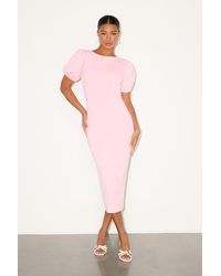 Lulus - Simply Beloved Puff Sleeve Bodycon Midi Dress - Lyst
